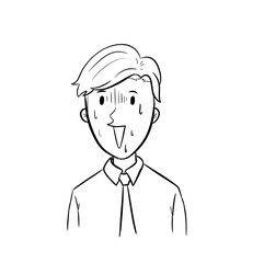 nervous man digital illustration drawing white background