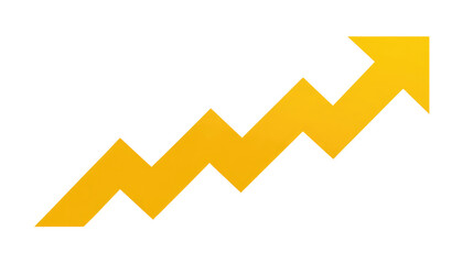 yellow arrow upward graph moving up direction isolated on transparent background Remove png, Clipping Path, pen tool