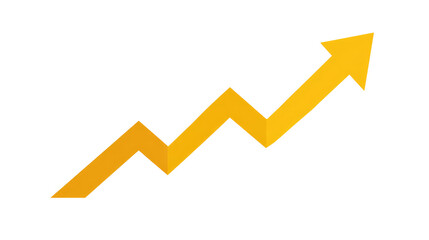 yellow arrow upward graph moving up direction isolated on transparent background Remove png, Clipping Path, pen tool