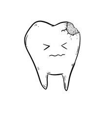 broken tooth digital illustration drawing white background