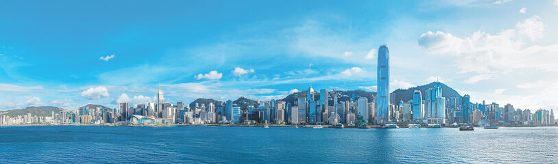 Latest August 2025 Hong Kong panorama skyline Victoria Harbor in day time