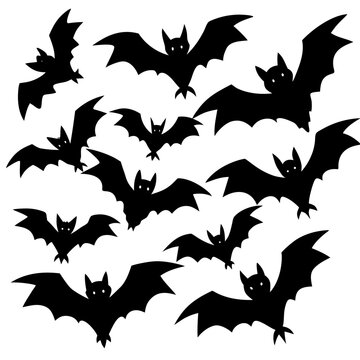 Black Bat Silhouettes A Vector Illustration for Halloween or Wildlife Designs