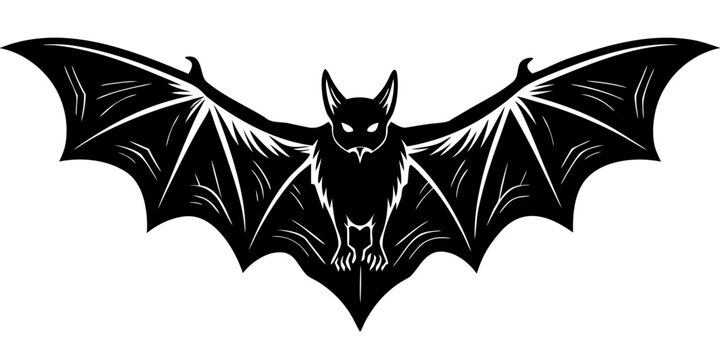 Silhouette of a Bat in Flight Vector Illustration for Halloween or Design