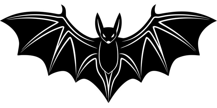 Simple Graphic Illustration of a Bat Silhouette with Black Colors