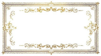 Fototapeta premium Ornate gold decorative frame with intricate flourishes on a white background.