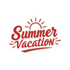 Summer vacation retro typography with sunburst holiday travel text design