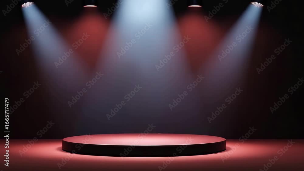 Aufkleber a single stage is illuminated with focused spotlights. the scene is set to highlight and draw attent