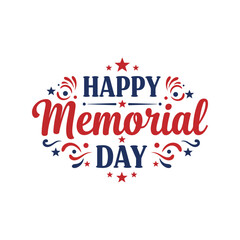 Happy memorial day patriotic lettering with stars and swirls american holiday celebration