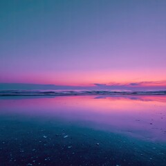 Blurry sunset over tranquil beach