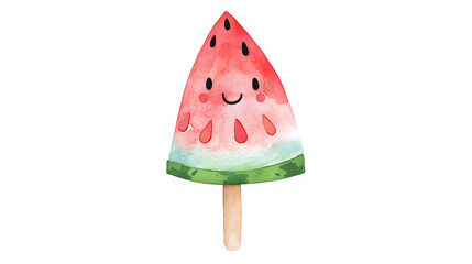 watercolor painting kawaii watermelon popsicle
