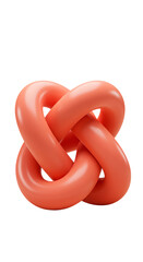 3D Illustration of an Orange Geometric Knot Shape on Isolated Background