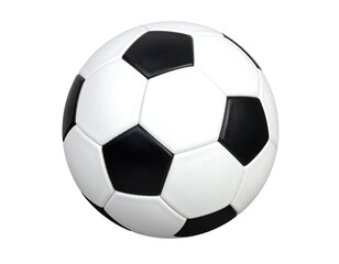 Fototapeta premium Soccer ball, black and white, isolated on white background