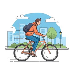 Man Riding Bicycle in City