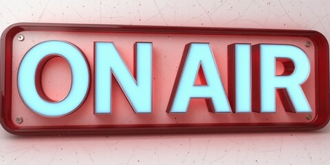 Broadcast On Air Sign: Illuminated 3D Render of a Red and Blue Neon Sign