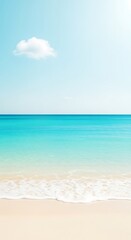 Fototapeta premium Serene Tropical Beach with Turquoise Water and Gentle Waves on Sand ocean