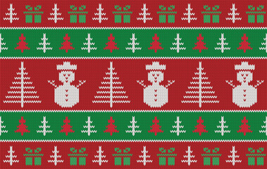 Knitted pattern seamless fabric Christmas. traditional knitted pattern snowman decorative Christmas element. Designed for knitted pattern ,fabric ,background ,wallpaper ,clothing ,embroidery ,textile
