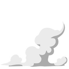 Cartoon smoke cloud with rounded shape rising upward, symbol of explosion, dust, fog, or industrial pollution effect illustration.
