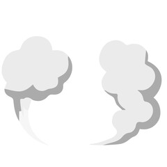 Cartoon smoke clouds with rounded shapes rising upward, gray vapor effect symbolizing fire, dust, explosion, or industrial pollution.
