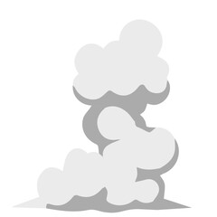 Cartoon smoke cloud rising in layers, gray soft effect for explosion, dust, pollution, or fog atmosphere design.
