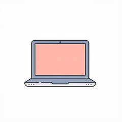 Open laptop with blank screen on white background  
