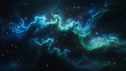 Vast Blue Green Cosmic Nebula with Stars and Galaxies – Hyper-Realistic 8K Space Scene, Majestic Sci-Fi Astronomy Fantasy Artwork.