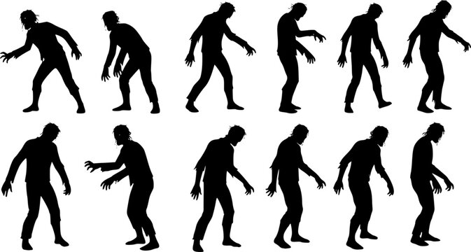 Zombie silhouette collection for halloween celebrations in vector format
