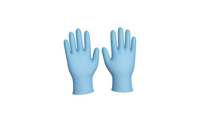 Fototapeta premium Pair of light blue disposable nitrile medical examination gloves shown from the palm side isolated on transparent background