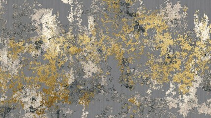 Fototapeta premium A captivating design featuring textured grey tones with accents of gold and cream, showcasing a distressed, artistic effect.