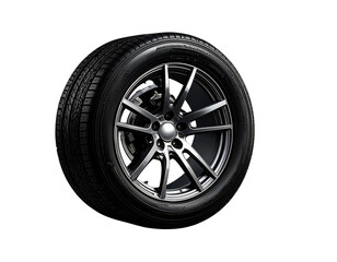 Modern Car Wheel with Alloy Rim Isolated on Transparent Background PNG