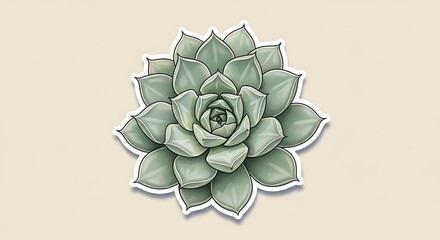 Closeup Succulent Plant Illustration.