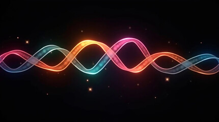 Abstract dna molecule background with glowing helix structure, representing science, biology, genetics, medicine, and technology with a futuristic and innovative design