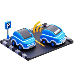 3D Electric Car with Smart Parking System Illustration