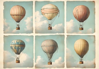 Obraz premium Vintage Hot Air Balloons Collage