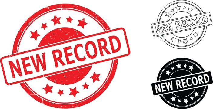 New record stamp vector design best quality achievement award seals