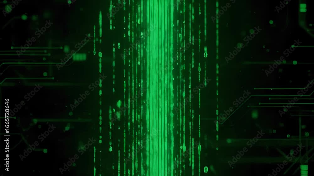 Aufkleber dynamic green data stream in abstract digital technology background