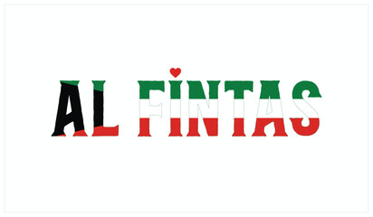 I Love Al Fintas, Typographic Design of I Love Al Fintas on a black background, Flag Typography of Al Fintas with heart, Vector design of I Love Kuwait