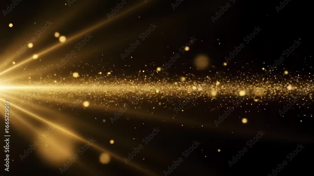 Poster golden light particles shining in a dark background creating an atmosphere of