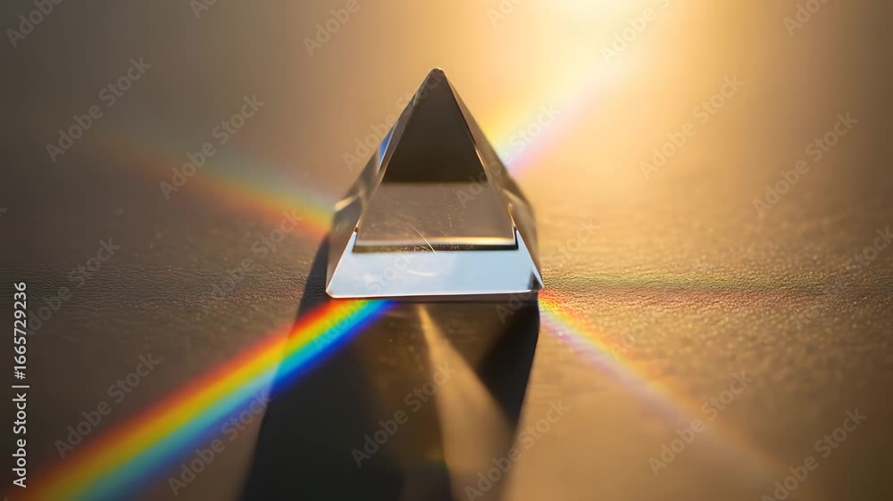 Poster prism reflecting light and creating a rainbow spectrum on surface