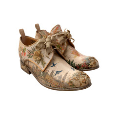 Exquisite Hand-Painted Oxfords London Cityscape and Floral Design