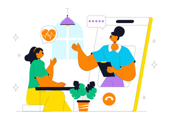 Online Mental Health Support Vector Illustration featuring Therapy Compositions and a Remote Consultation App with Psychological Assistance Service