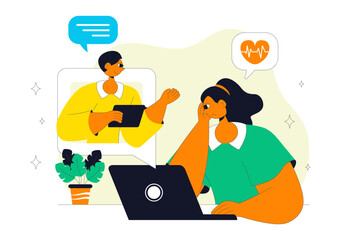 Online Mental Health Support Vector Illustration featuring Therapy Compositions and a Remote Consultation App with Psychological Assistance Service