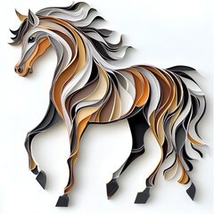 Stylized Paper-Cut Quilling Illustration of a Horse