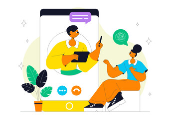 Online Mental Health Support Vector Illustration featuring Therapy Compositions and a Remote Consultation App with Psychological Assistance Service
