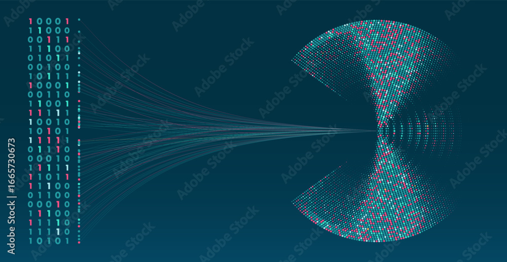 Poster data analysis in qualitative research. big data code representation. futuristic network or business 