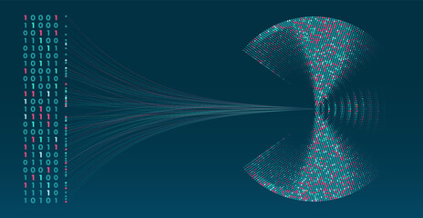 Data analysis in qualitative research. Big data code representation. Futuristic network or business analytics. Graphic concept for your design