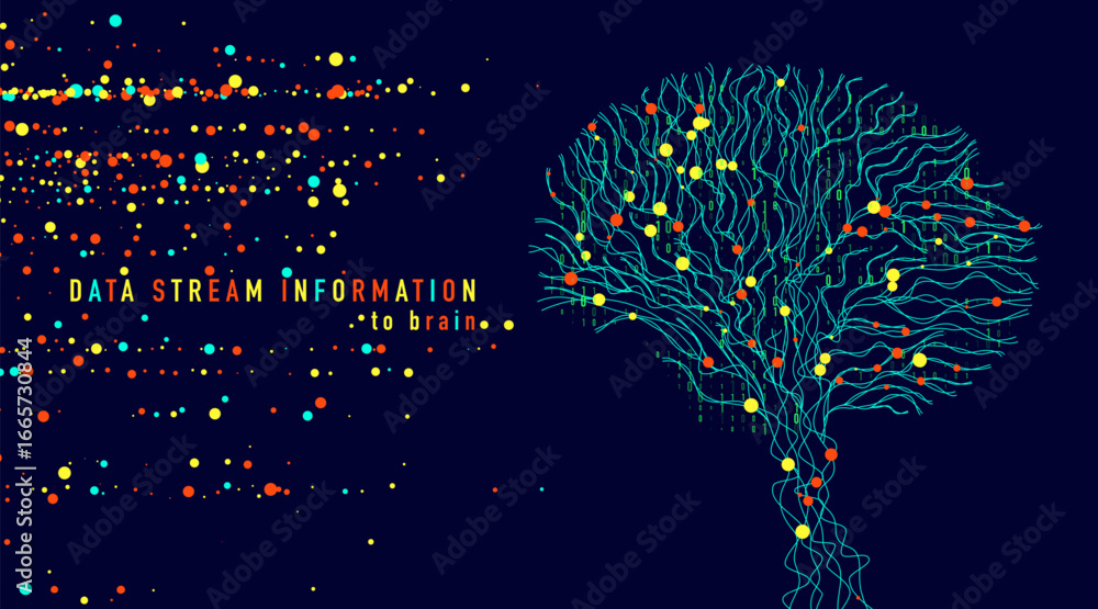 Poster abstract digital brain connections. scientific digital computer code. graphic concept for your desig