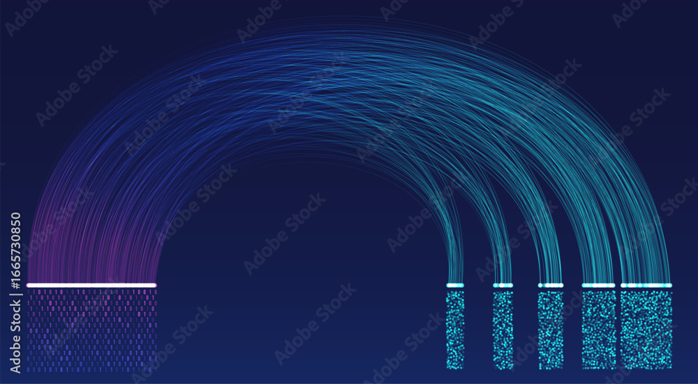 Poster abstract infographics visualization. big data code representation. futuristic network or business an