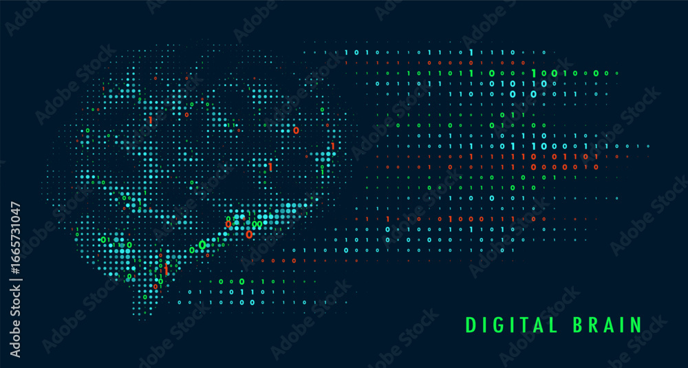 Poster abstract digital brain connections. scientific digital computer code. graphic concept for your desig