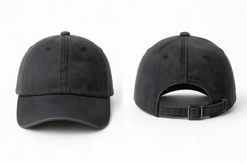 Charcoal Grey Dad Hat Baseball Cap Mockup Front and Back View – Realistic Template for Apparel, Sports, and Fashion Design