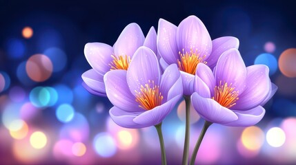 Fototapeta premium Beautiful Purple Flowers with Vibrant Petals and Soft Background